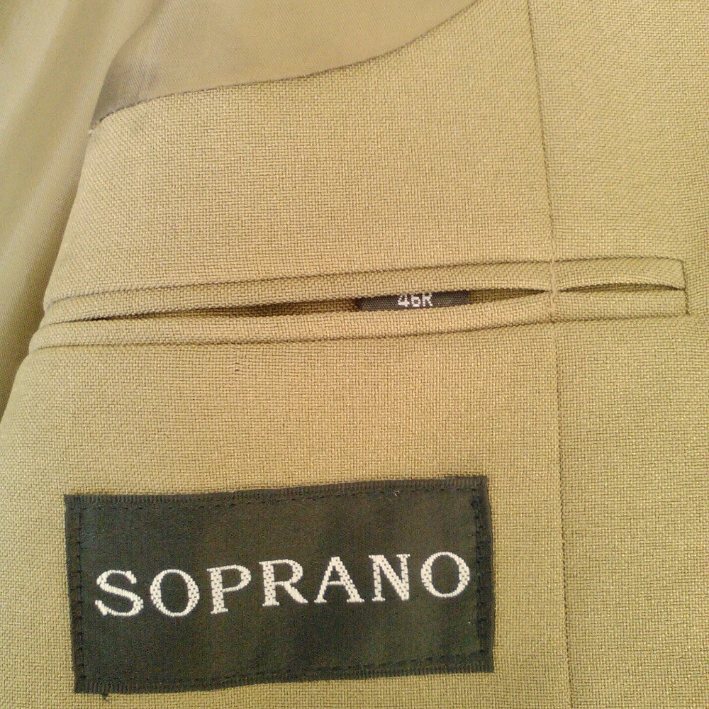 Camel Tan Corduroy Soprano Suit Blazer Peacoat Single-Breasted Sport Jacket Silk - Picture 7 of 8